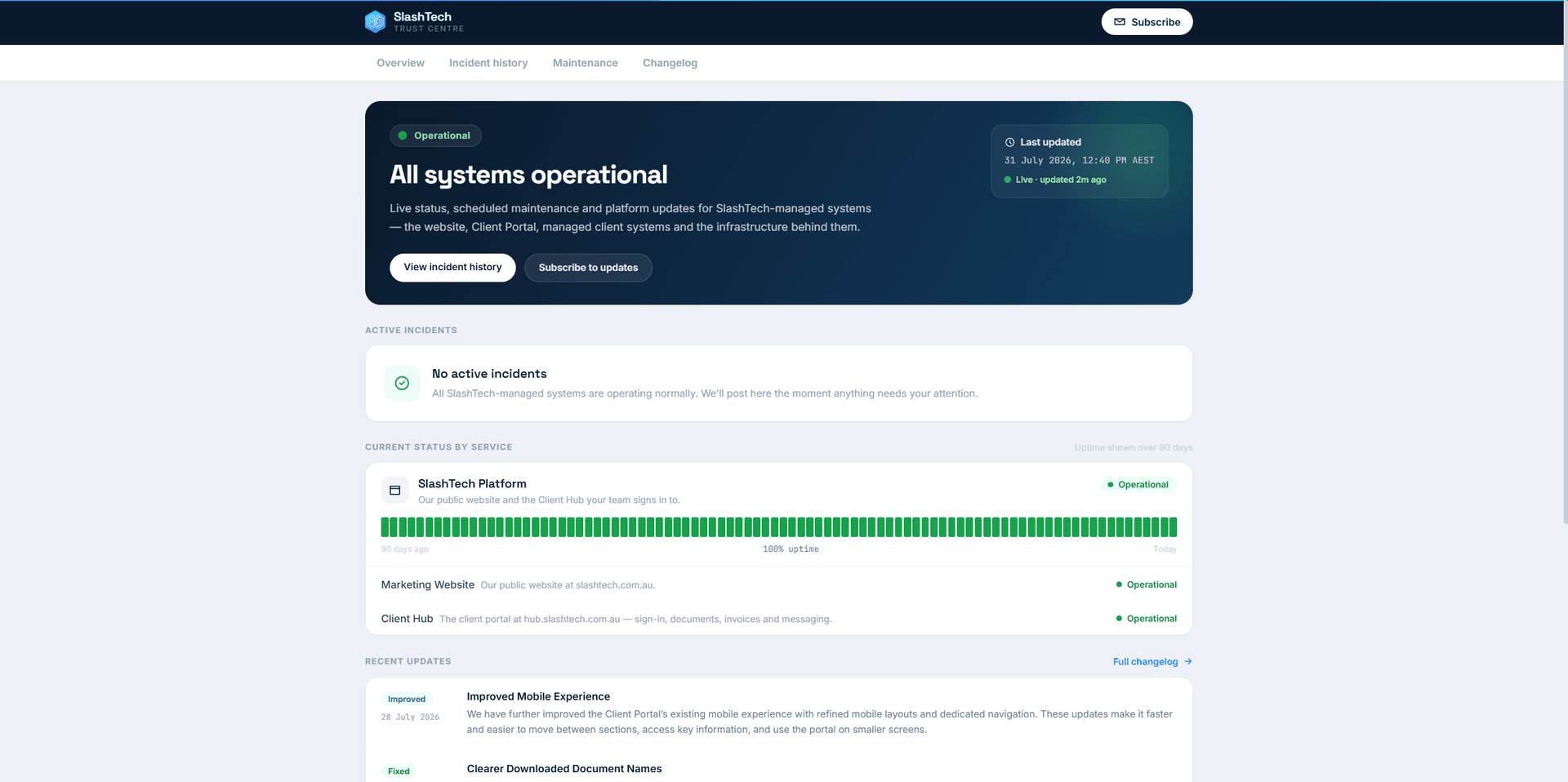 The SlashTech Status Page